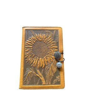 Oberon Design Leather iPad Cover Sunflower Bungee Cord Closure NEW